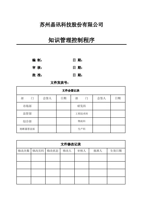 2015版知识管理控制程序