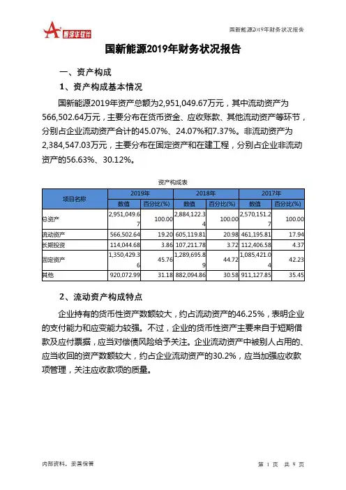 国新能源2019年财务状况报告