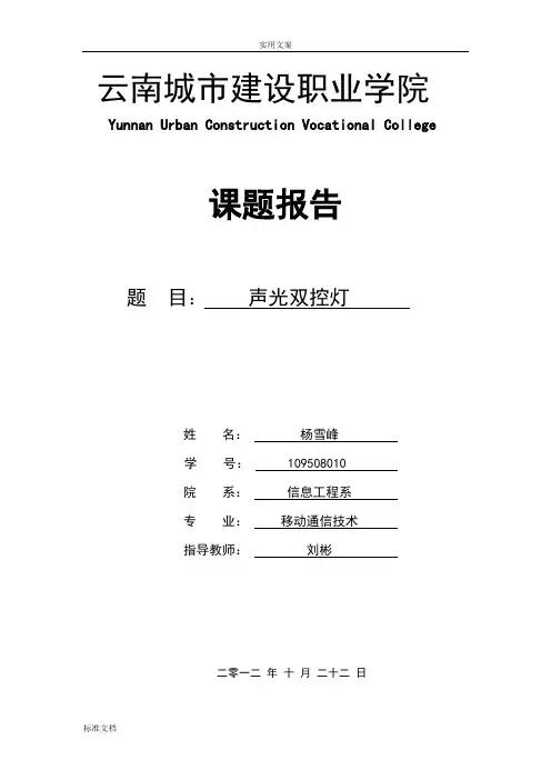 声光双控灯毕业设计