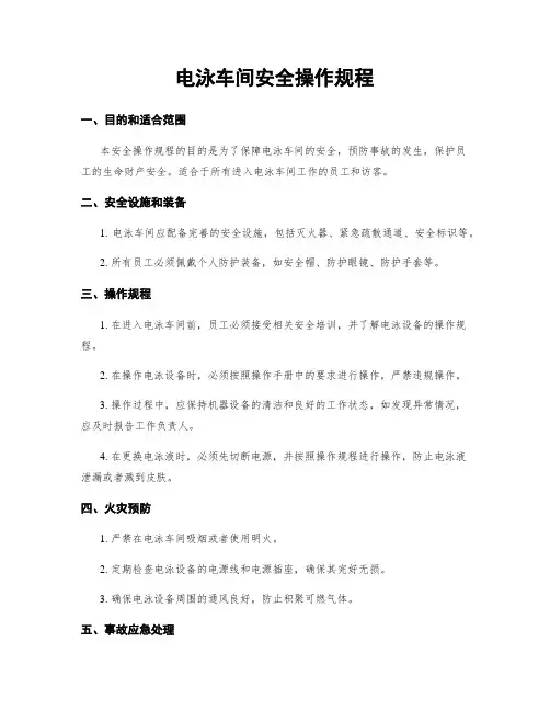 电泳车间安全操作规程