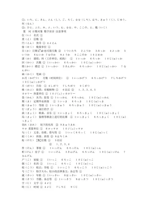 日语数量词的用法
