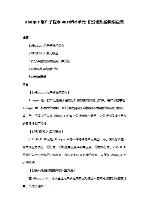 abaqus用户子程序vusdfld单元 积分点出的极限应变