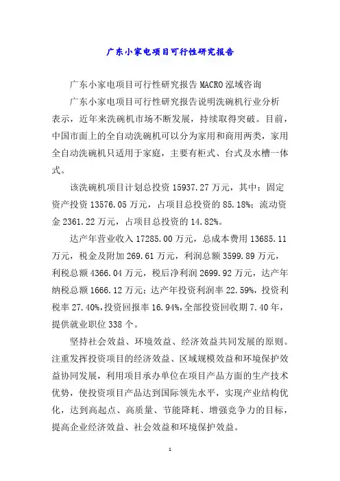 广东小家电项目可行性研究报告word