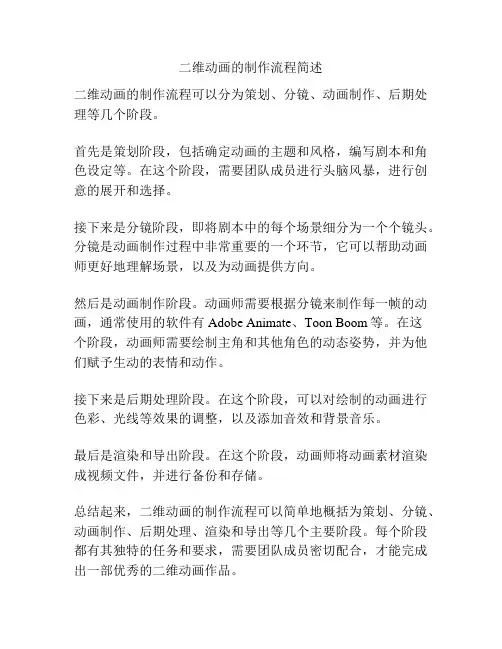 二维动画的制作流程简述