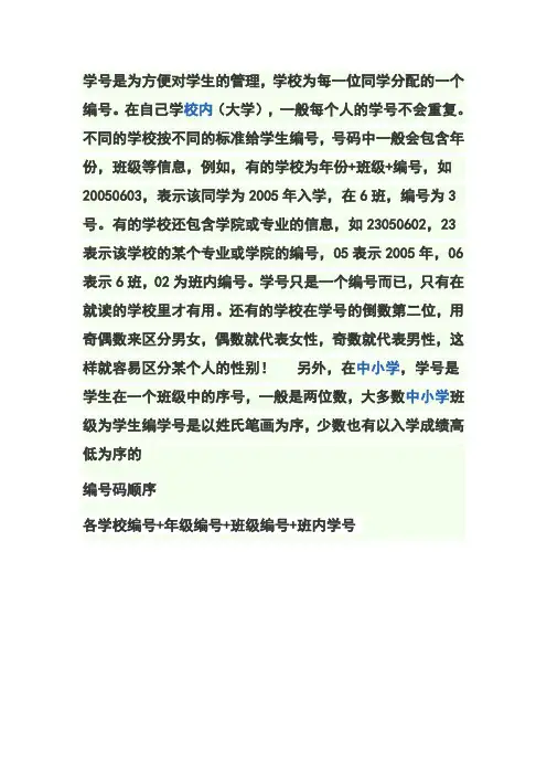 学号表示什么