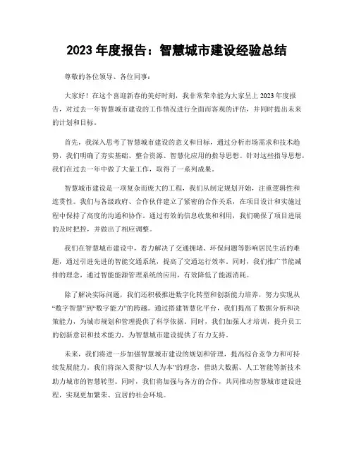 2023年度报告：智慧城市建设经验总结