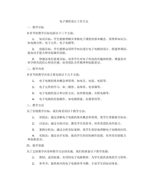 电子课程设计工作日志