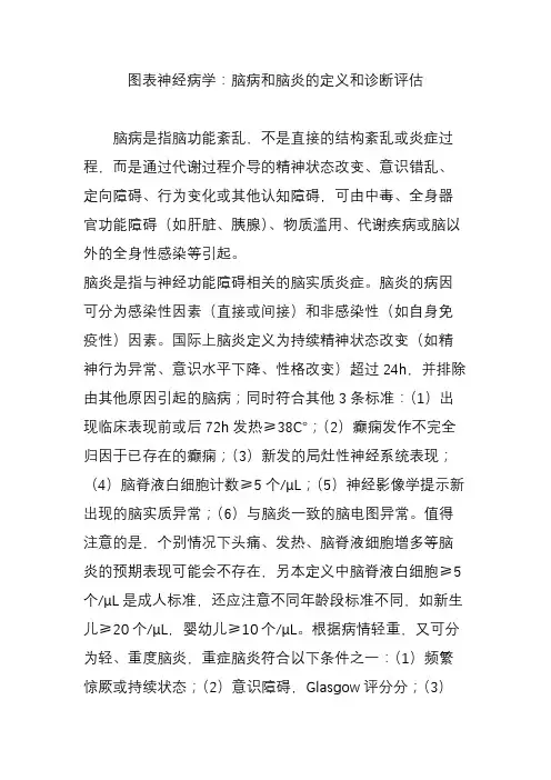 图表神经病学：脑病和脑炎的定义和诊断评估