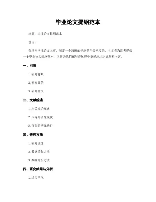 毕业论文提纲范本