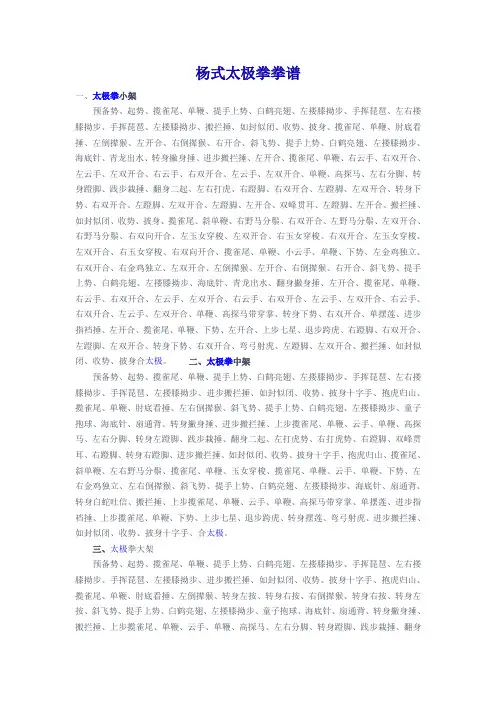 杨式太极拳拳谱