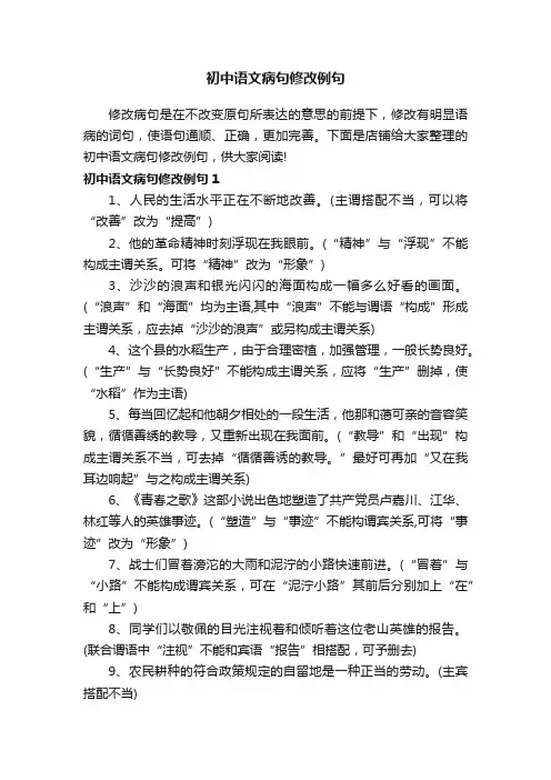 初中语文病句修改例句