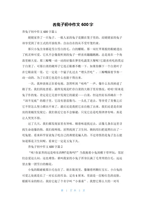 养兔子初中作文600字
