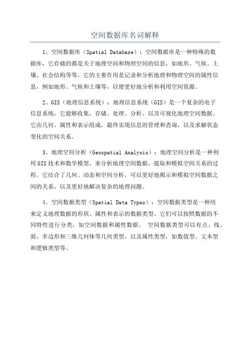空间数据库名词解释