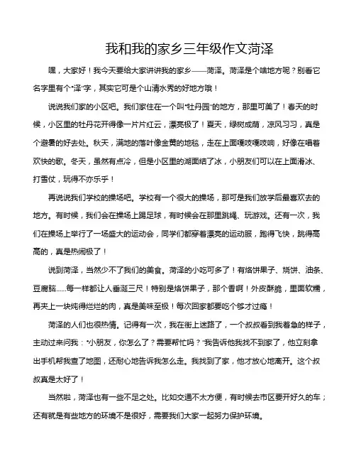 我和我的家乡三年级作文菏泽