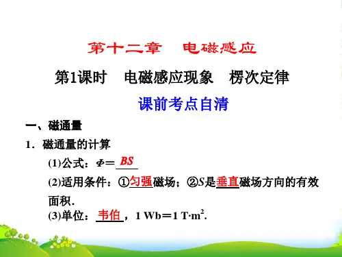 【步步高】高中物理大一轮复习 第十二章 电磁感应 第1课时 电磁感应现象 楞次定律讲义课件 大纲人教