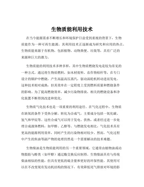 生物质能利用技术