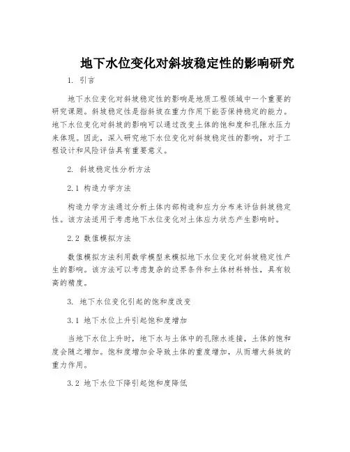 地下水位变化对斜坡稳定性的影响研究