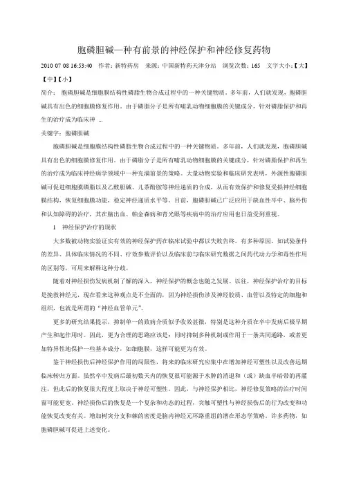 胞磷胆碱—种有前景的神经保护和神经修复药物