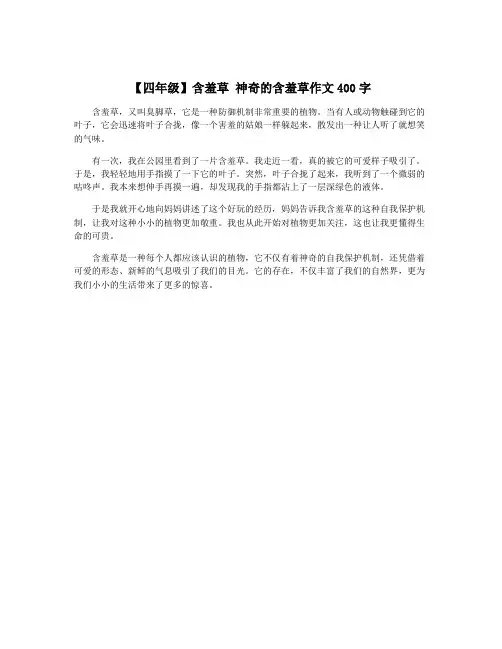 【四年级】含羞草 神奇的含羞草作文400字