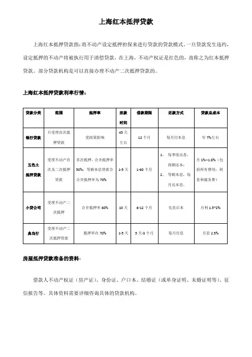 上海红本抵押贷款