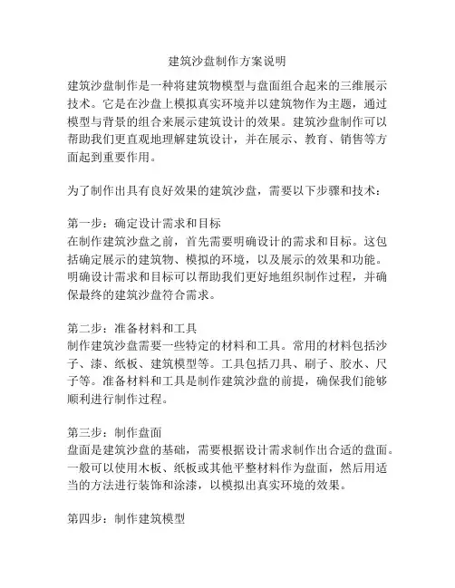 建筑沙盘制作方案说明