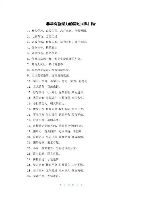 非常有凝聚力的简短团队口号