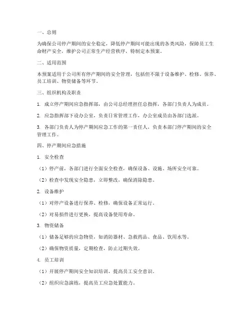 停产期间应急预案