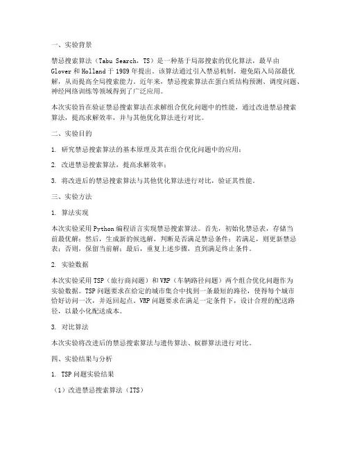 禁忌搜索实验报告