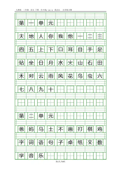 (完整)部编本一年级上册识字表(看字写拼音)