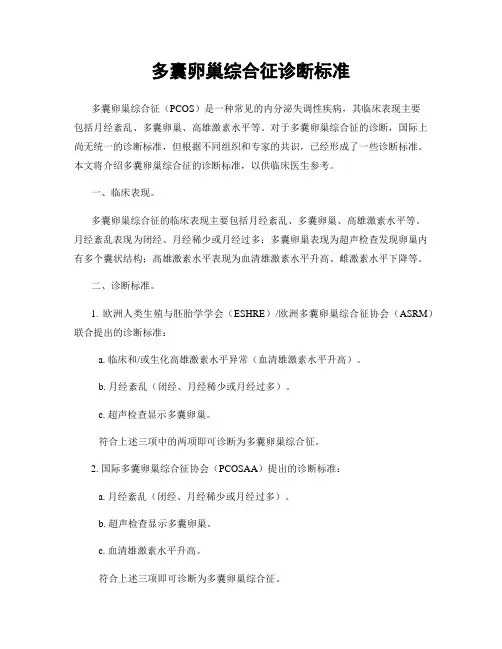 多囊卵巢综合征诊断标准