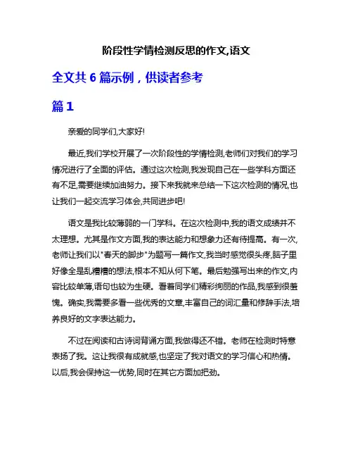 阶段性学情检测反思的作文,语文
