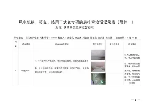风电机组专项隐患排查治理记录表
