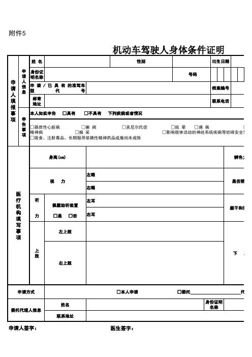 (新)机动车驾驶人身体条件证明(含各区县咨询电话及办事地点)
