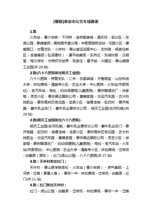 [最新]泰安市公交车线路表