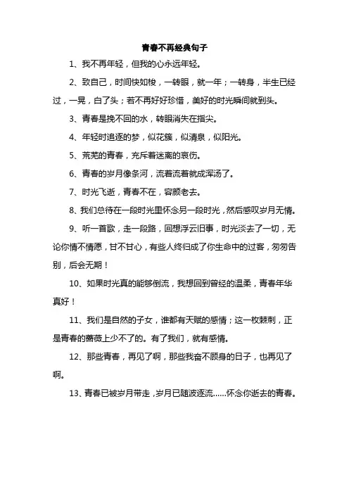 青春不再经典句子