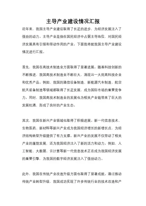 主导产业建设情况汇报