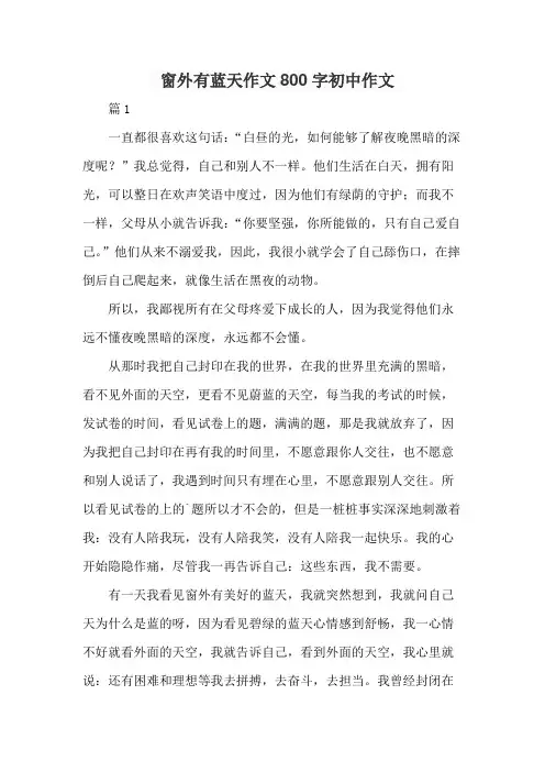 窗外有蓝天作文800字初中作文