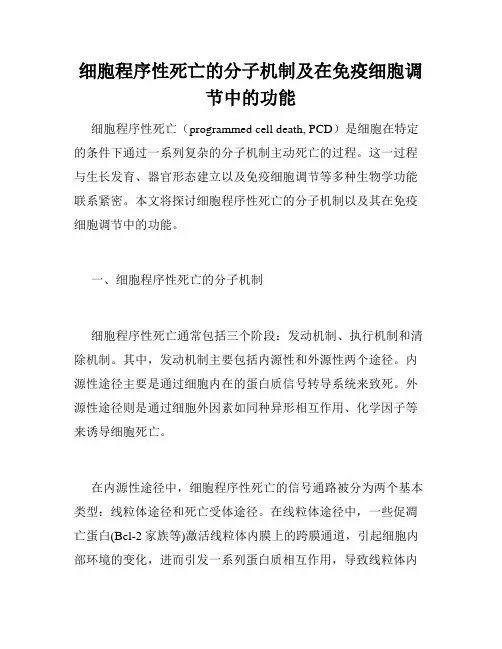 细胞程序性死亡的分子机制及在免疫细胞调节中的功能