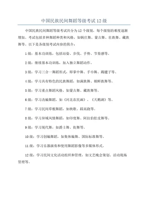 中国民族民间舞蹈等级考试12级