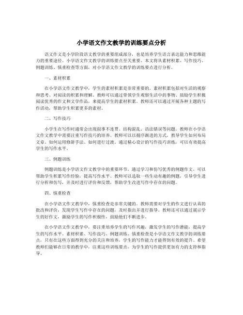 小学语文作文教学的训练要点分析