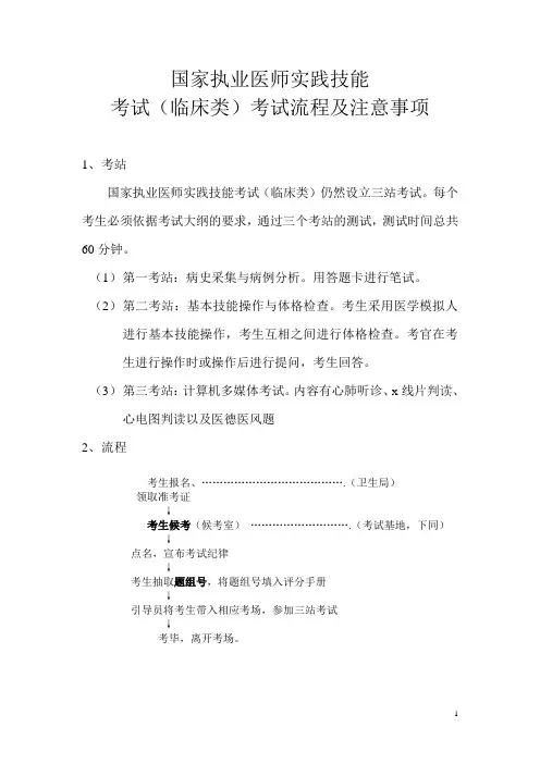 国家执业医师实践技能(临床类)考试流程及注意事项