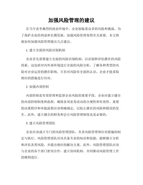 加强风险管理的建议