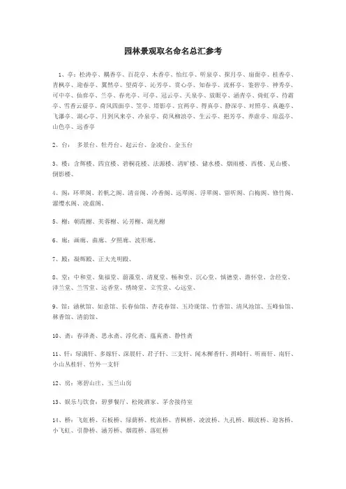 园林景观取名总汇