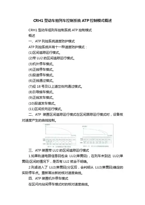 CRH1型动车组列车控制系统ATP控制模式概述