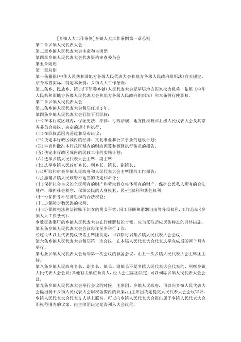 乡镇人大工作条例