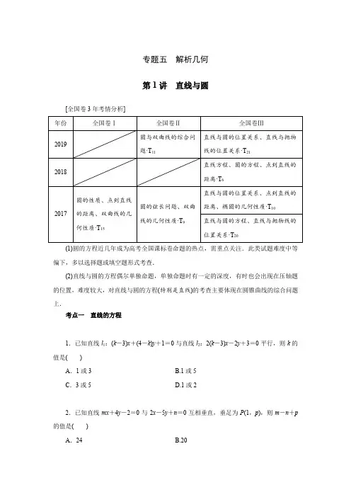 2020高考数学逆袭：专题五解析几何