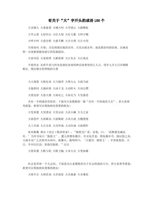 有关于“大”字开头的成语100个