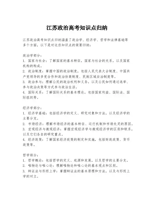 江苏政治高考知识点归纳