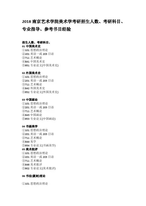 2018南京艺术学院美术学考研招生人数、考研科目、专业指导、参考书目经验
