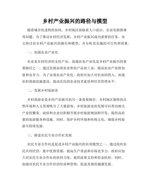 乡村产业振兴的路径与模型